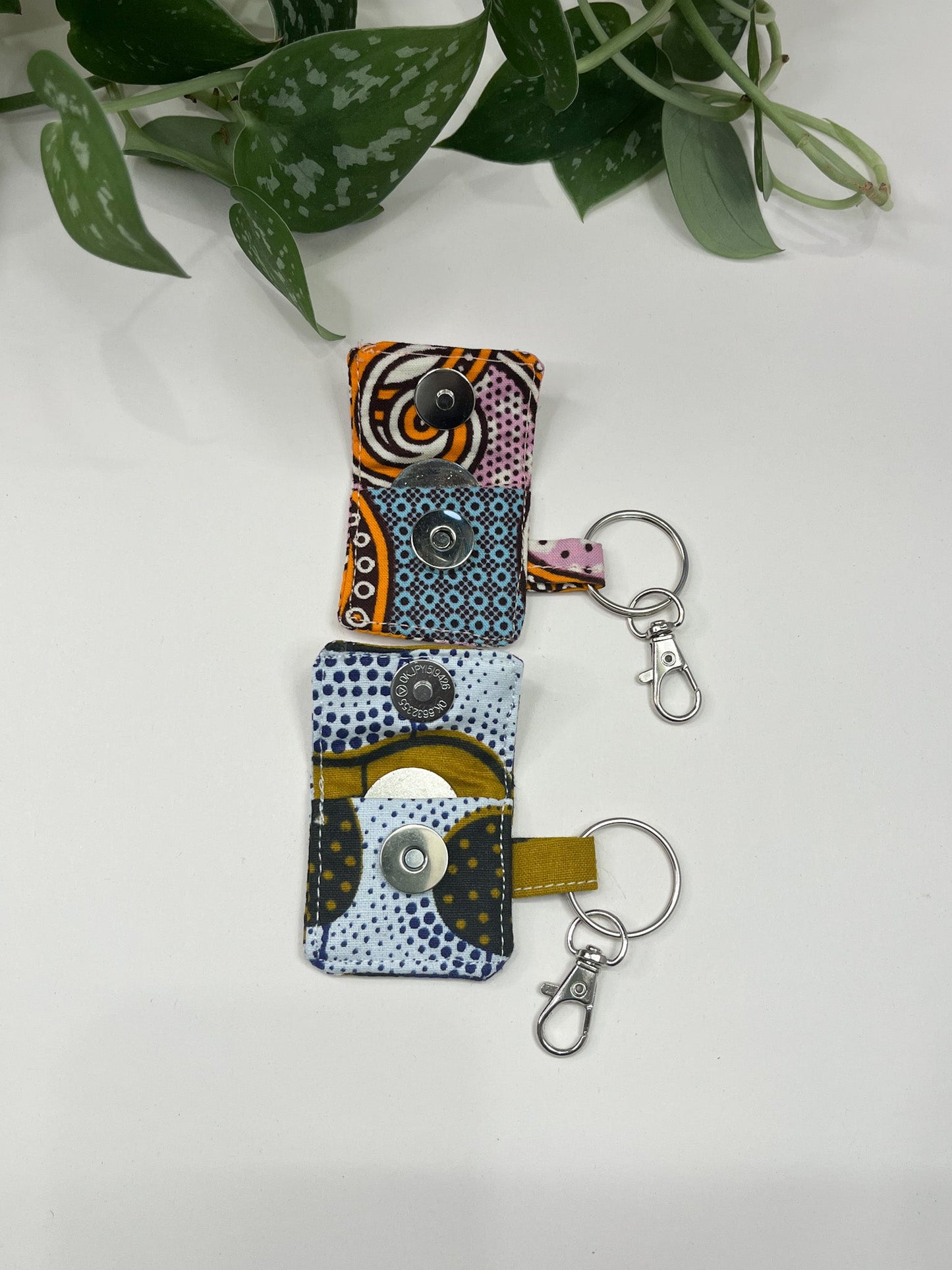Pink/Blue Print African Print Coin Keyring - AmayiUK
