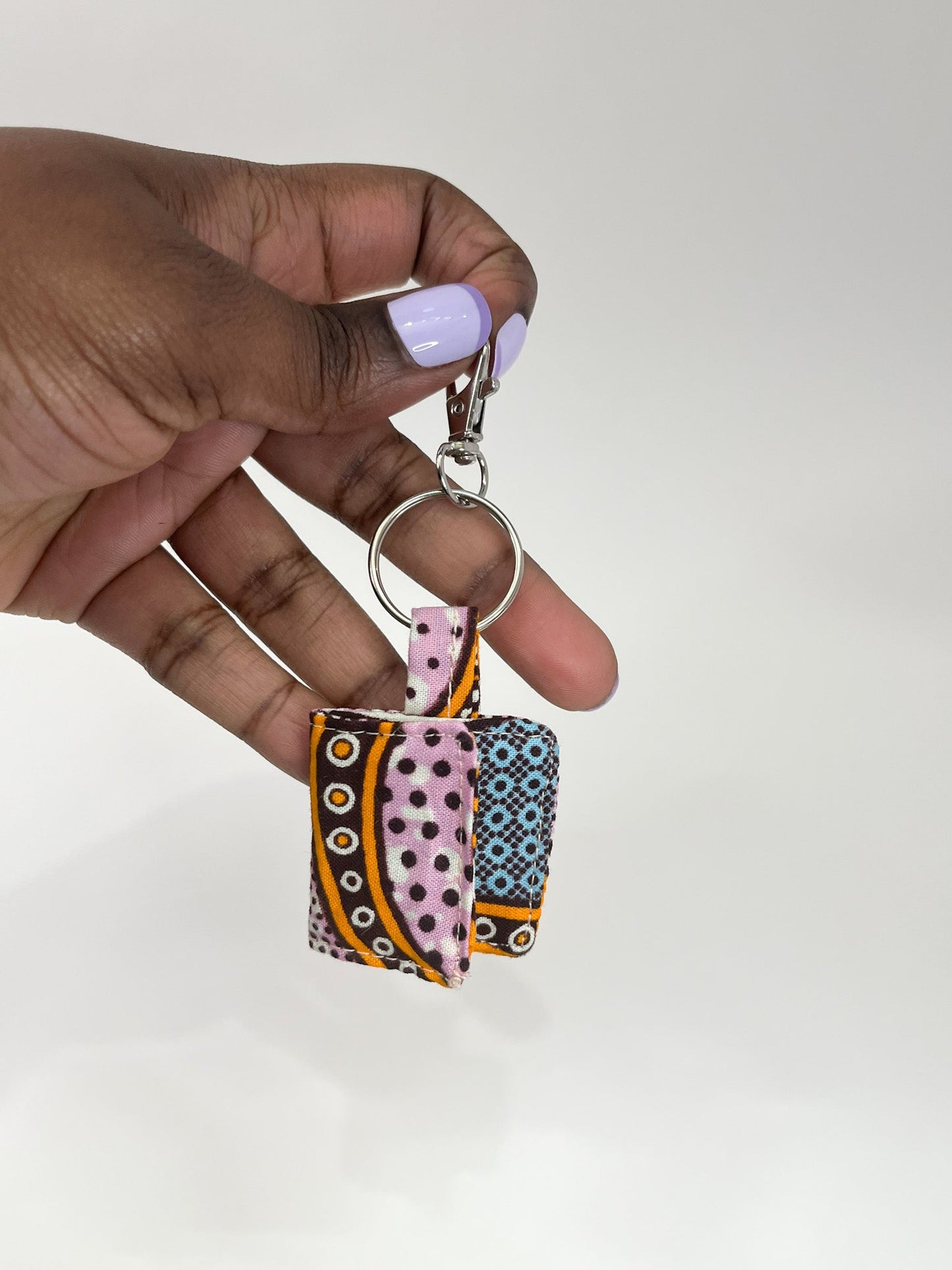 Pink/Blue Print African Print Coin Keyring - AmayiUK
