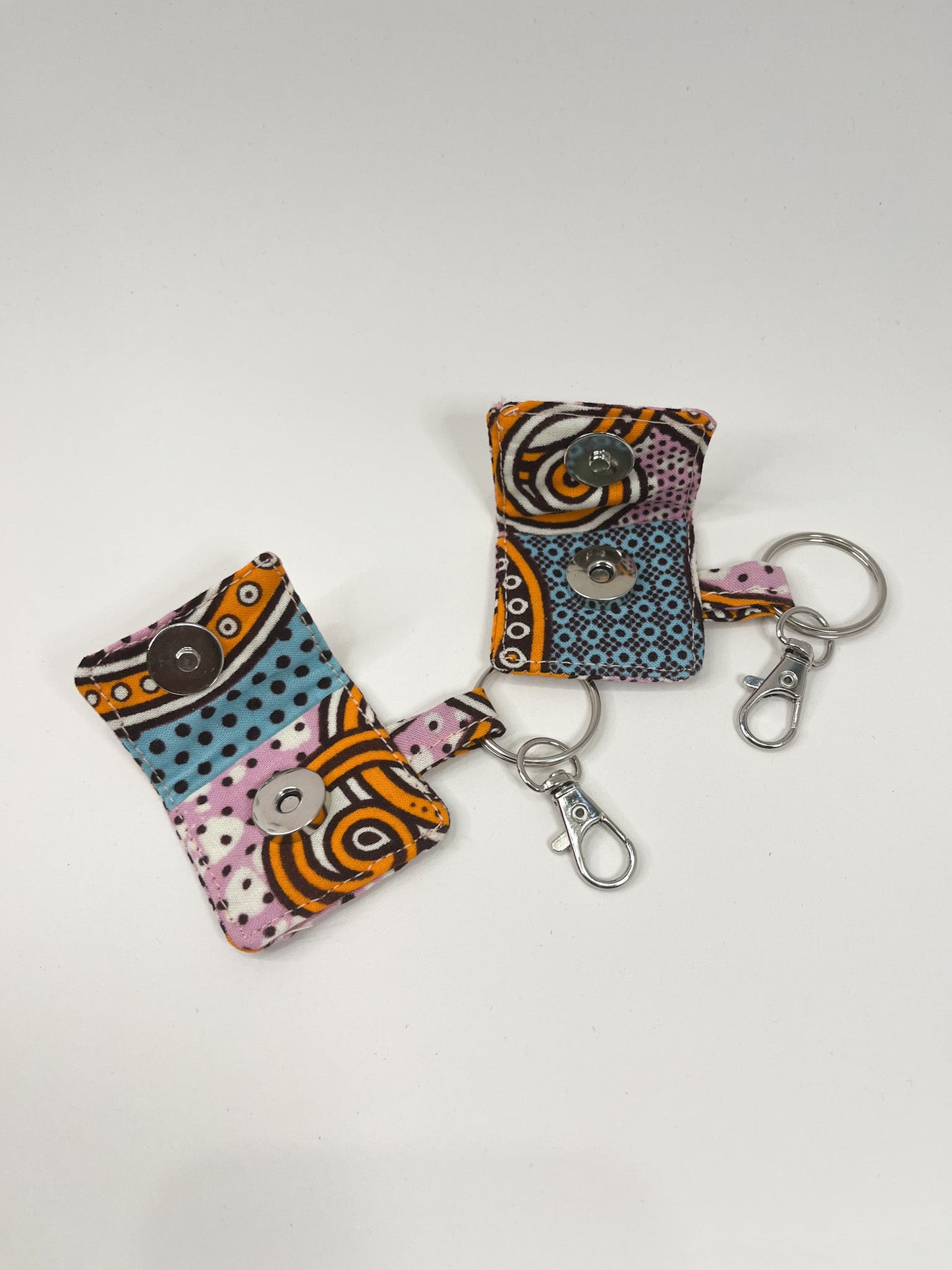 Pink/Blue Print African Print Coin Keyring - AmayiUK
