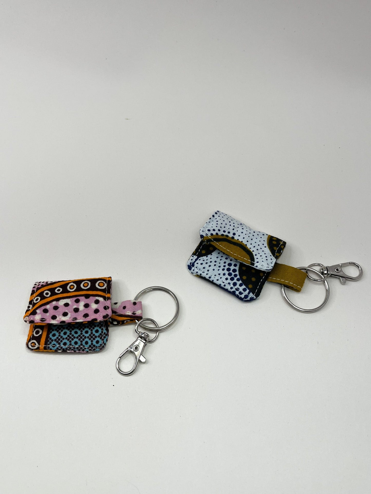 Pink/Blue Print African Print Coin Keyring - AmayiUK