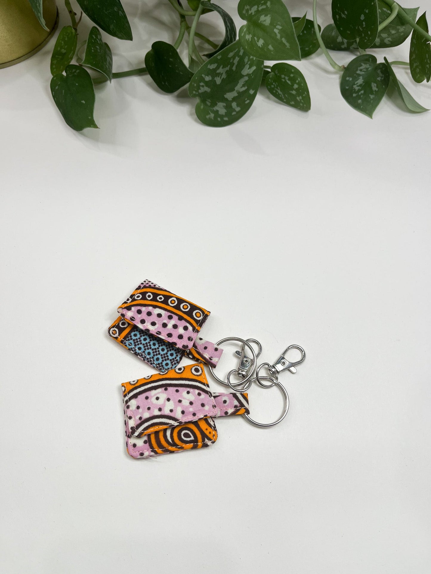 Pink/Blue Print African Print Coin Keyring - AmayiUK