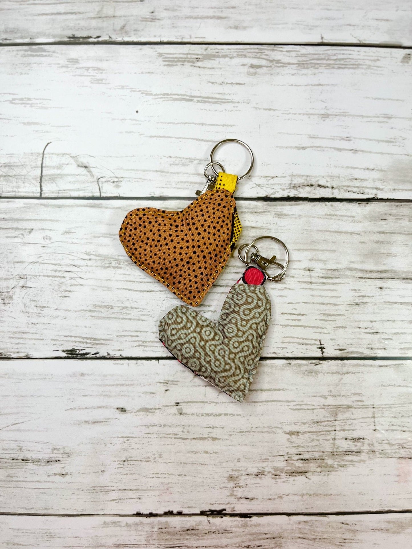 African Print Heart Keyring | Fabric Keyring | Heart shaped Keyring - AmayiUK