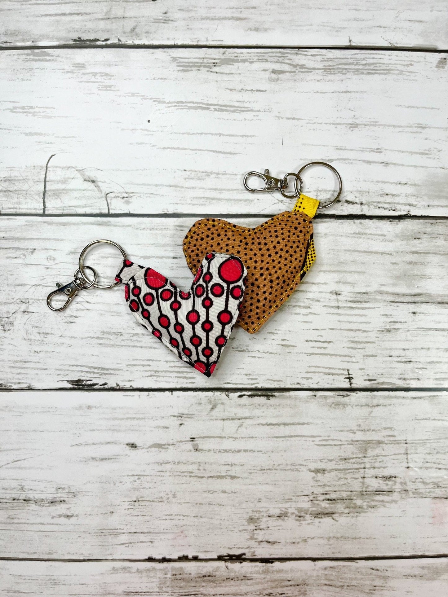 African Print Heart Keyring | Fabric Keyring | Heart shaped Keyring - AmayiUK