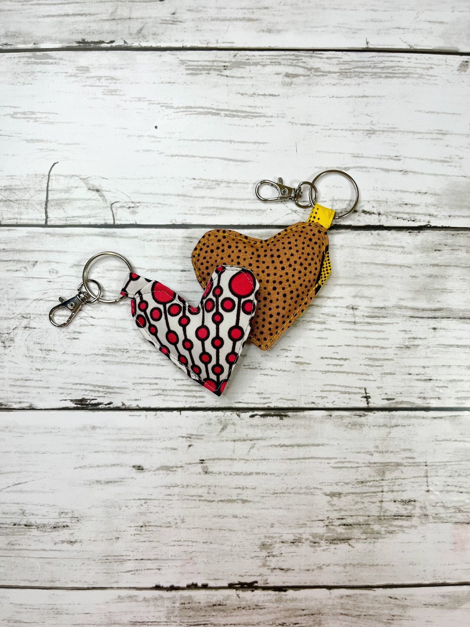 African Print Heart Keyring | Fabric Keyring | Heart shaped Keyring - AmayiUK