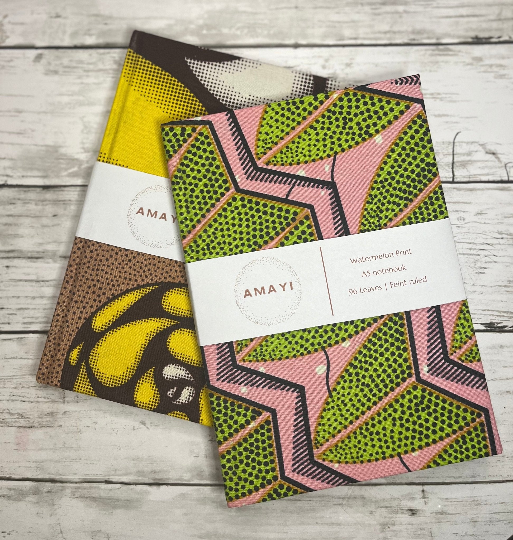 African Print Notebook Gift Set | Candyfloss Print| Notebook Pen Holder | Fabric Heart Bookmark - AmayiUK