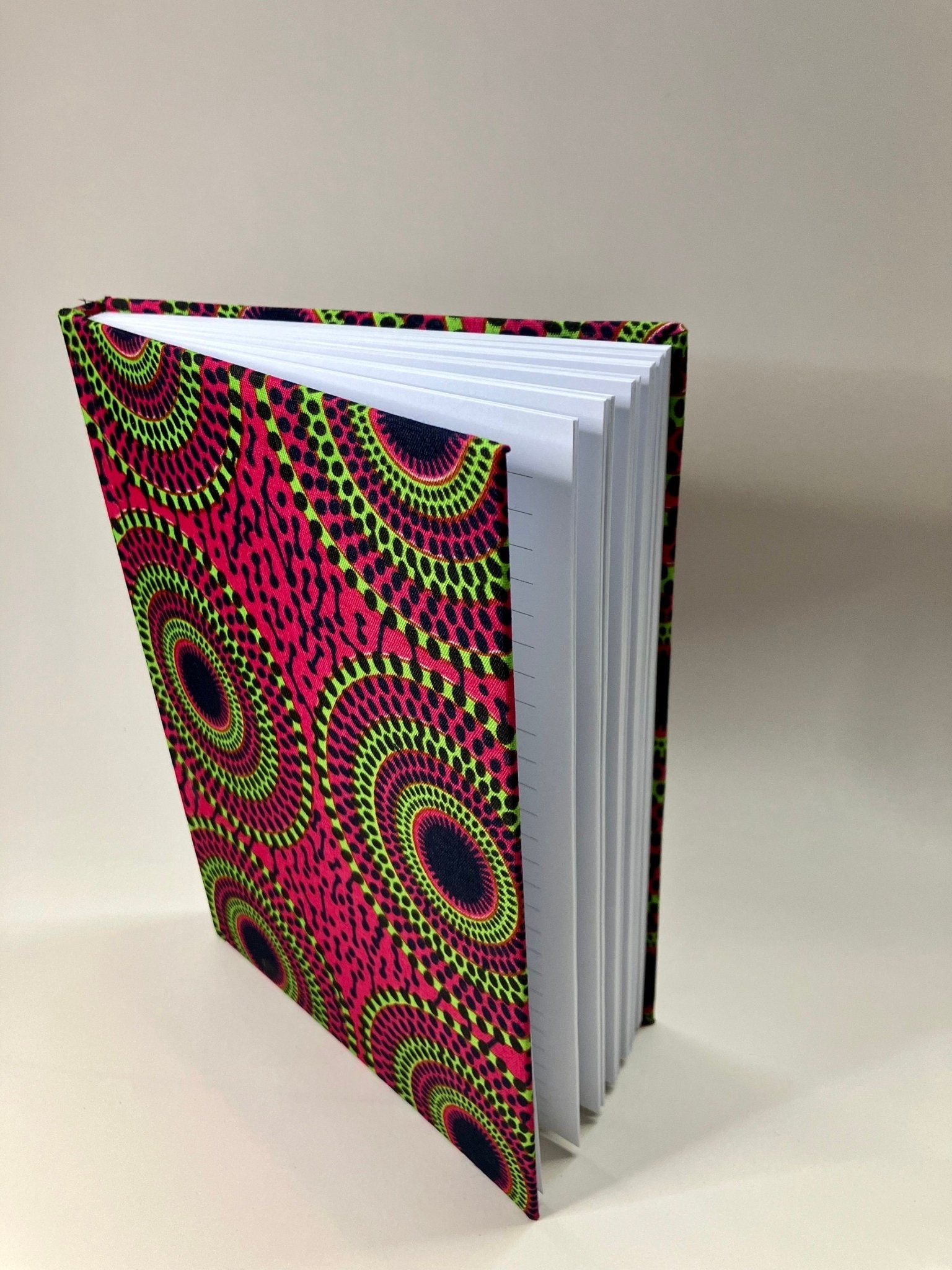 Fabric Covered Notebook | African Print Notebook | A5 Journal | Pink - AmayiUK